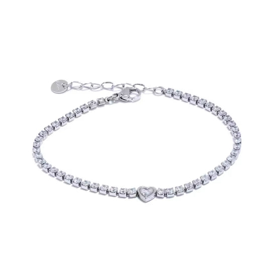 Dainty Heart Tennis Bracelet