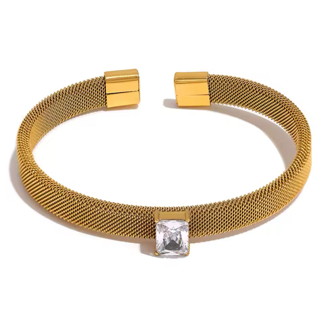 White One Diamond Baguette Cuff