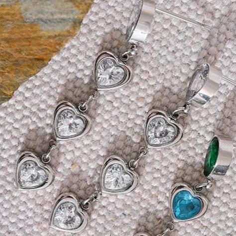 Platinum diamond Heart Dangle Earrings