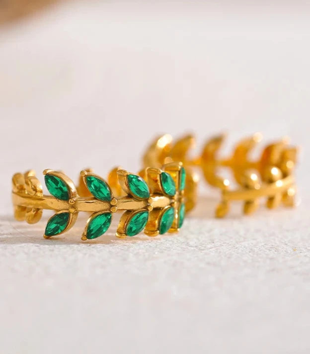 Gold and Emerald Leaf Ring