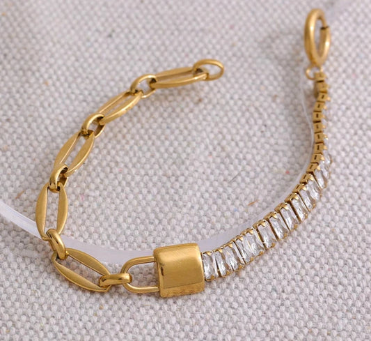 Half Baguette Half Chainlink Bracelet
