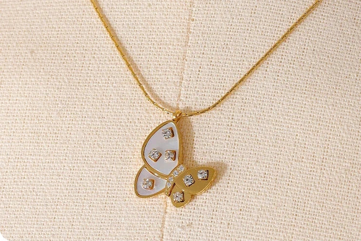 Mother of Pearl Butterfly Necklace