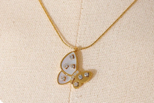 Mother of Pearl Butterfly Necklace